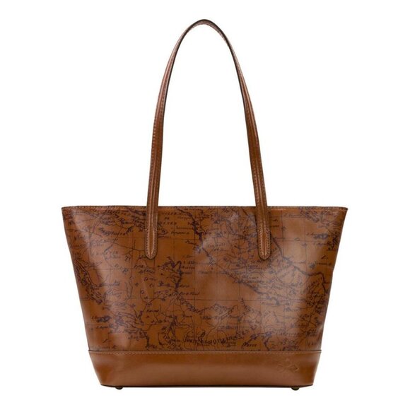 Patricia Nash Verzi Leather Tote Bag-Signature Map Riot Rust-NWT-$199.95